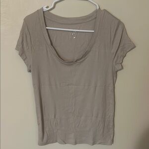 A New Day Tan Fitted Cap Sleeve T-Shirt size large